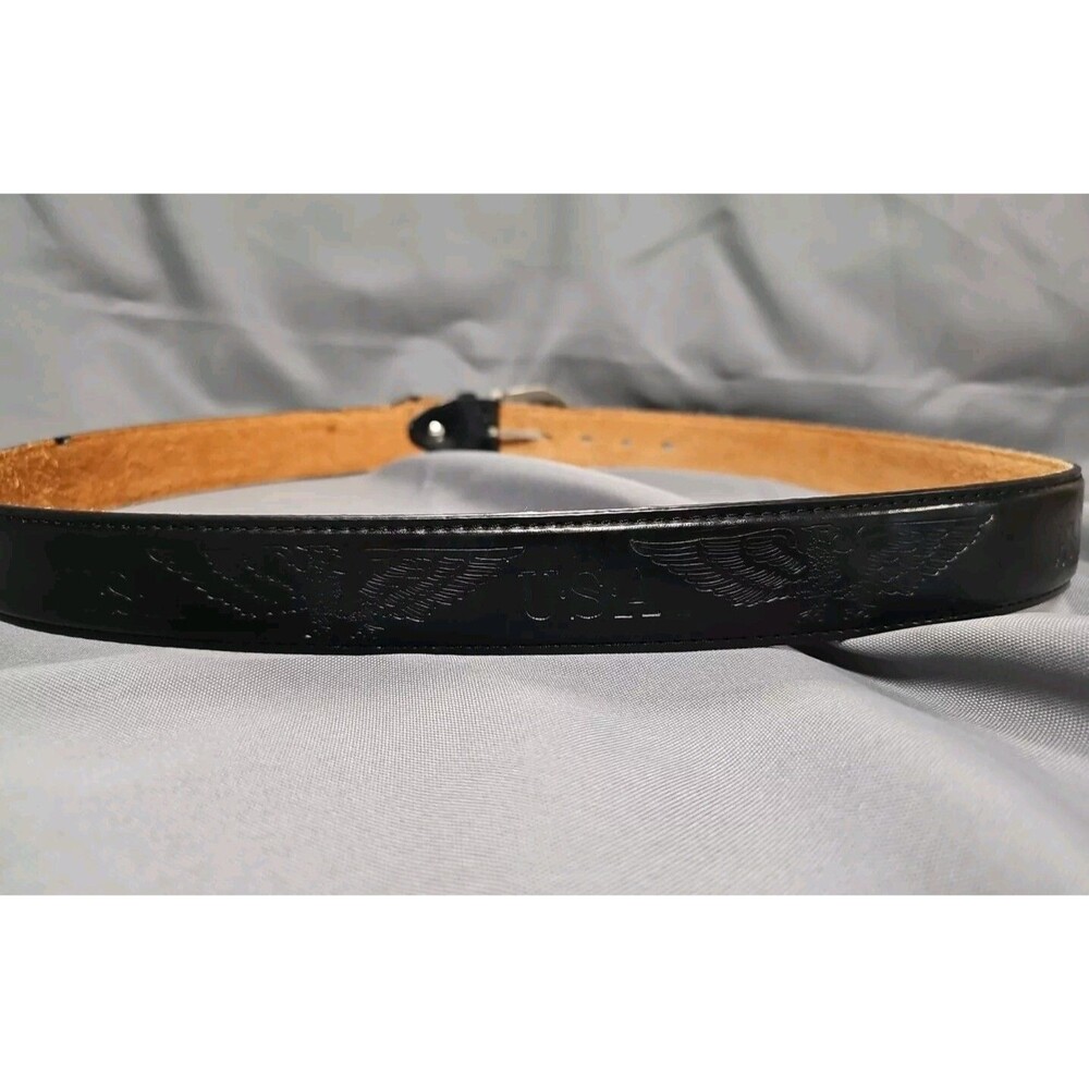Men's Black Leather Belt Embossed with Eagles and USA Size 40 Western Rodeo